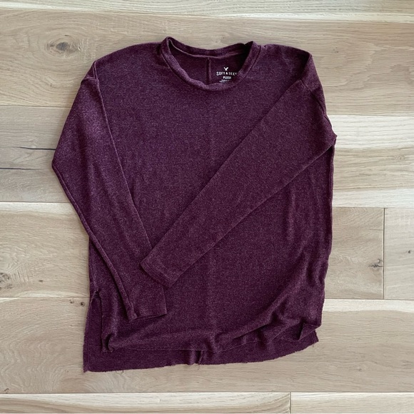 AEO Soft&Sexy Plush Long-Sleeve Merlot - Picture 1 of 8
